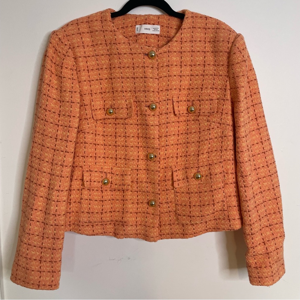 Mango Orange Tweed Blazer